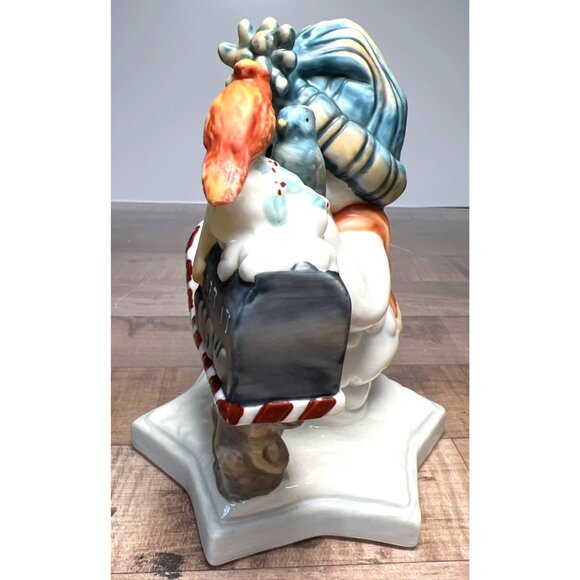 Vintage Ceramic Snowman Figurine With Winter Mailbox Scene - Picture 4 of 4